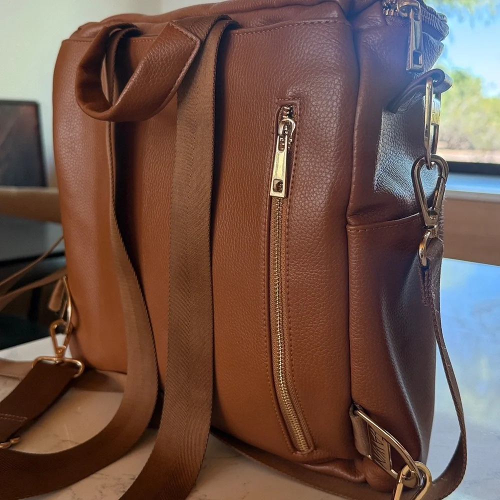 FAWN The Original Diaper Bag Backpack - Brown/ Cognac Color
